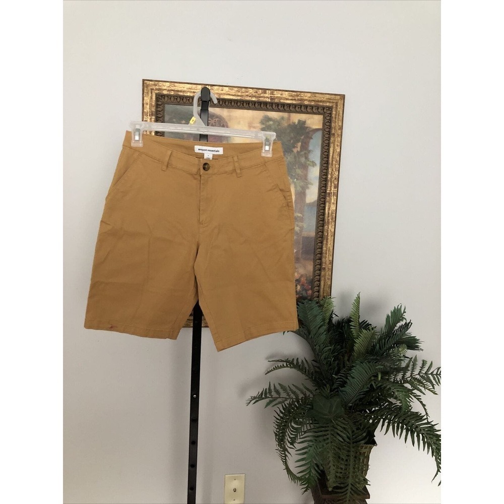 Amazon Essentials Womens Mustard Shorts Size 8 waist 32 Inseam 10" Rise 10.5”